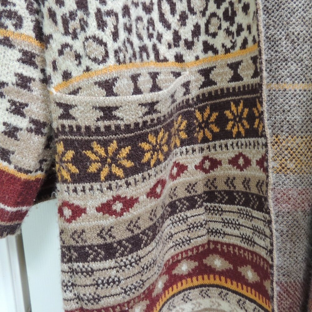 Max Sport Long Open Cardigan Duster Animal Print Large - Picture 2 of 9